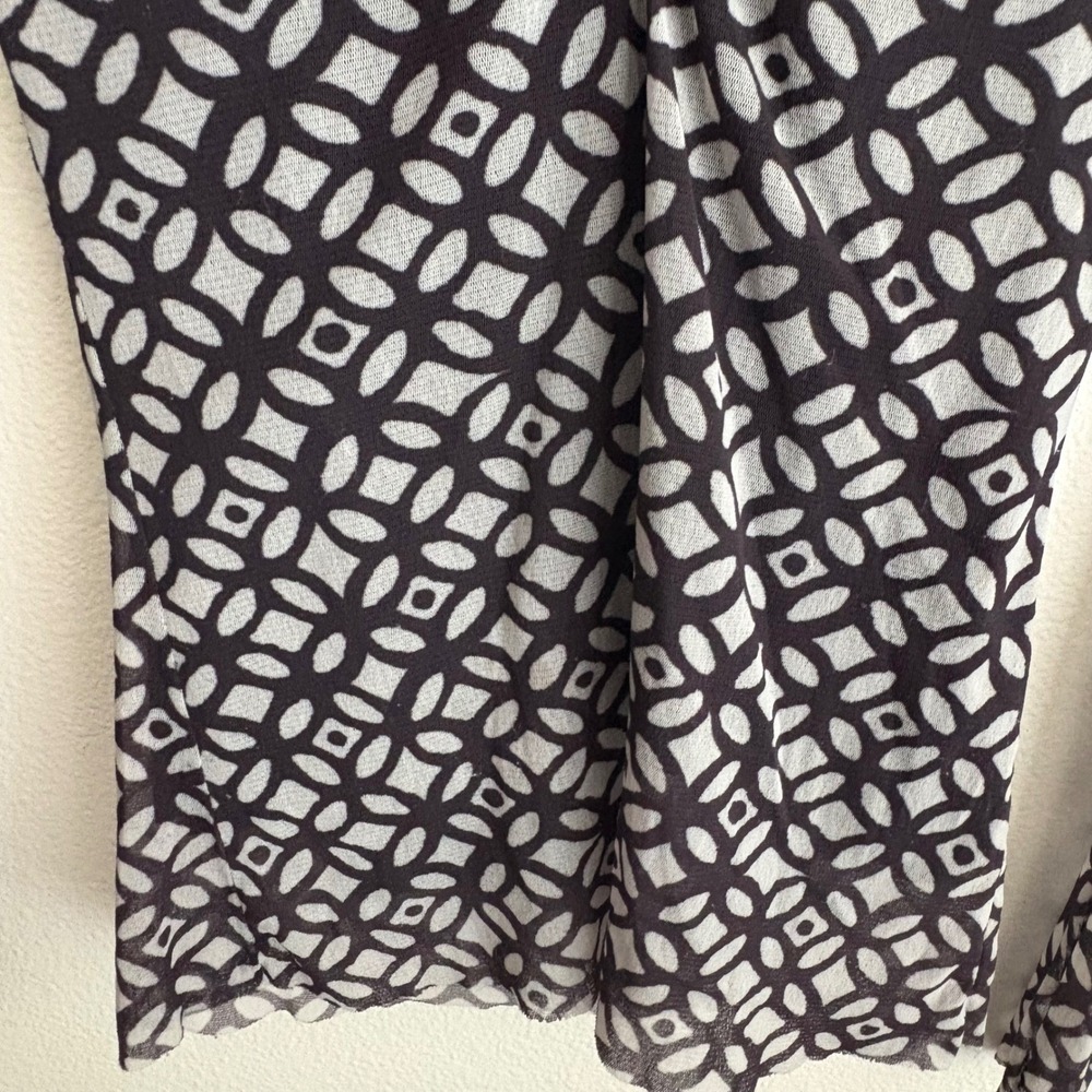 Weston Wear Long Sleeve Top Mesh Black Geometric Print Fitted Tee Small - Picture 4 of 9